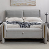 Velvet Fabric Storage Bench Bedroom Bench With Gold Metal Trim Strip For Living Room Bedroom Indoor