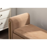 Velvet Fabric Storage Bench Bedroom Bench With Gold Metal Trim Strip For Living Room Bedroom Indoor