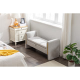 Velvet Fabric Storage Bench Bedroom Bench With Gold Metal Trim Strip For Living Room Bedroom Indoor