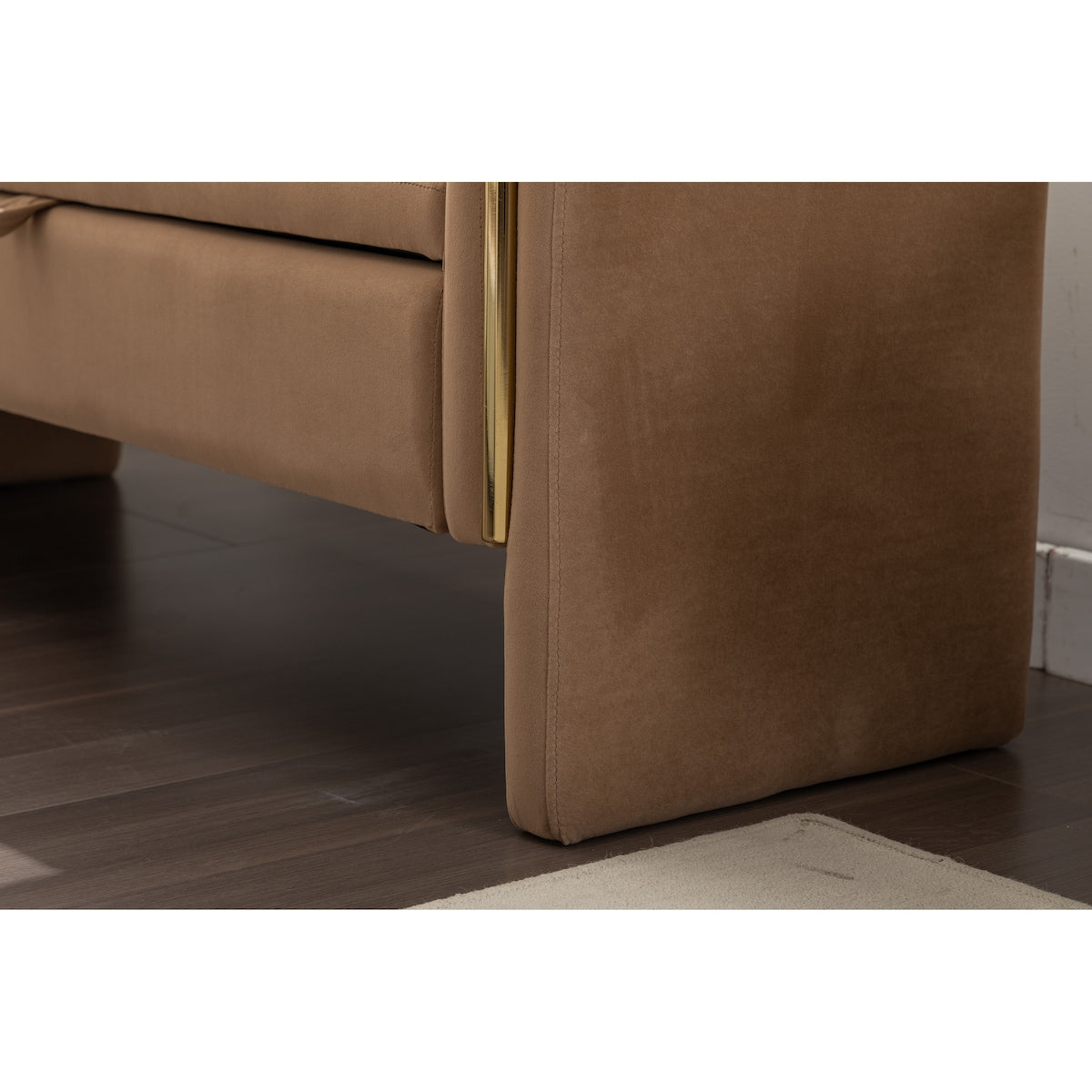 Velvet Fabric Storage Bench Bedroom Bench With Gold Metal Trim Strip For Living Room Bedroom Indoor