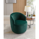 Velvet Fabric Swivel Accent Armchair Barrel Chair With Black Powder Coating Metal Ring
