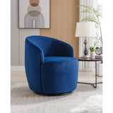 Velvet Fabric Swivel Accent Armchair Barrel Chair With Black Powder Coating Metal Ring
