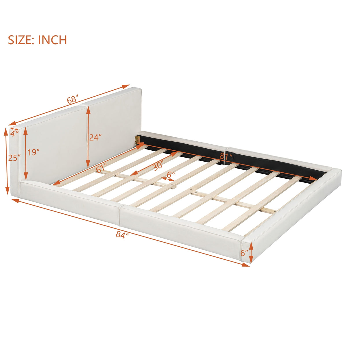 Velvet Fabric Upholstered Low Profile Bed Frame, Platform Bed with Modular Headboard, Wood Slat Panel Bed for Bedroom
