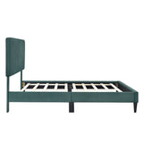 Velvet Fabric Upholstered Platform Bed, No Box Spring Needed