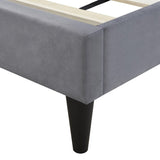 Velvet Fabric Upholstered Platform Bed, No Box Spring Needed
