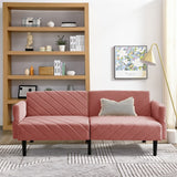 Velvet Futon Couch Convertible Folding Sofa Bed Tufted Couch
