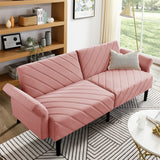 Velvet Futon Couch Convertible Folding Sofa Bed Tufted Couch