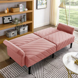 Velvet Futon Couch Convertible Folding Sofa Bed Tufted Couch