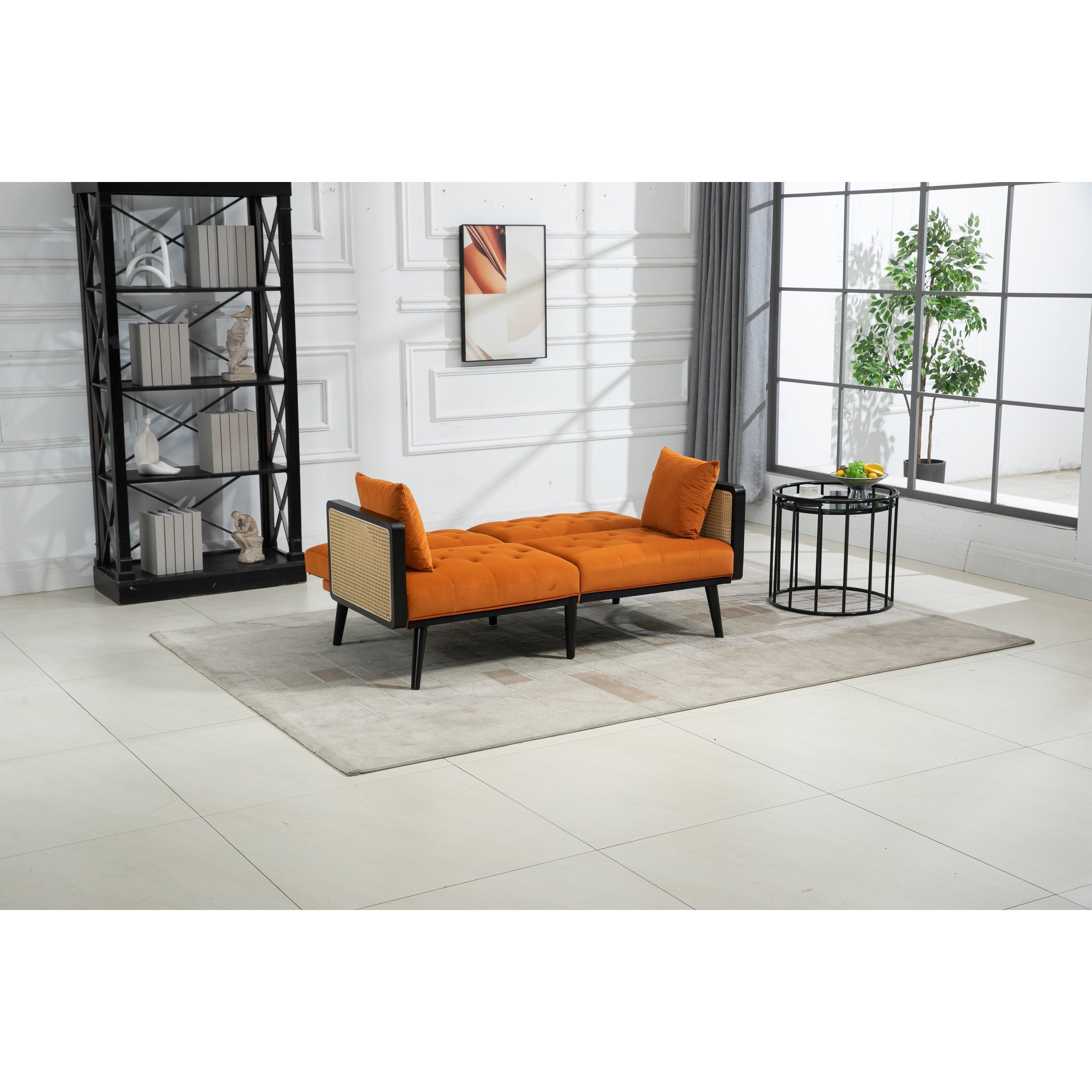 Rattan futon sofa bed discount