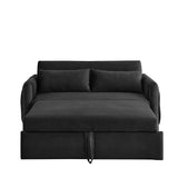 Velvet Loveseat Sofa Modern Convertible Sofa Bed with Adjustable Backrest Pull out Bed and 2 Detachable Arm Pockets & 2 Pillows