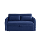 Velvet Loveseat Sofa Modern Convertible Sofa Bed with Adjustable Backrest Pull out Bed and 2 Detachable Arm Pockets & 2 Pillows