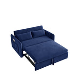 Velvet Loveseat Sofa Modern Convertible Sofa Bed with Adjustable Backrest Pull out Bed and 2 Detachable Arm Pockets & 2 Pillows