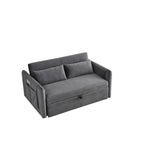 Velvet Loveseat Sofa Modern Convertible Sofa Bed with Adjustable Backrest Pull out Bed and 2 Detachable Arm Pockets & 2 Pillows