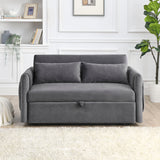 Velvet Loveseat Sofa Modern Convertible Sofa Bed with Adjustable Backrest Pull out Bed and 2 Detachable Arm Pockets & 2 Pillows