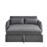 Velvet Loveseat Sofa Modern Convertible Sofa Bed with Adjustable Backrest Pull out Bed and 2 Detachable Arm Pockets & 2 Pillows