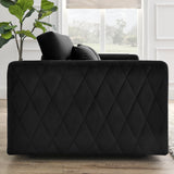 Velvet Loveseat Sofa Modern Convertible Sofa Bed with Adjustable Backrest Pull out Bed and 2 Detachable Arm Pockets & 2 Pillows
