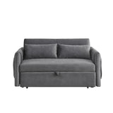 Velvet Loveseat Sofa Modern Convertible Sofa Bed with Adjustable Backrest Pull out Bed and 2 Detachable Arm Pockets & 2 Pillows