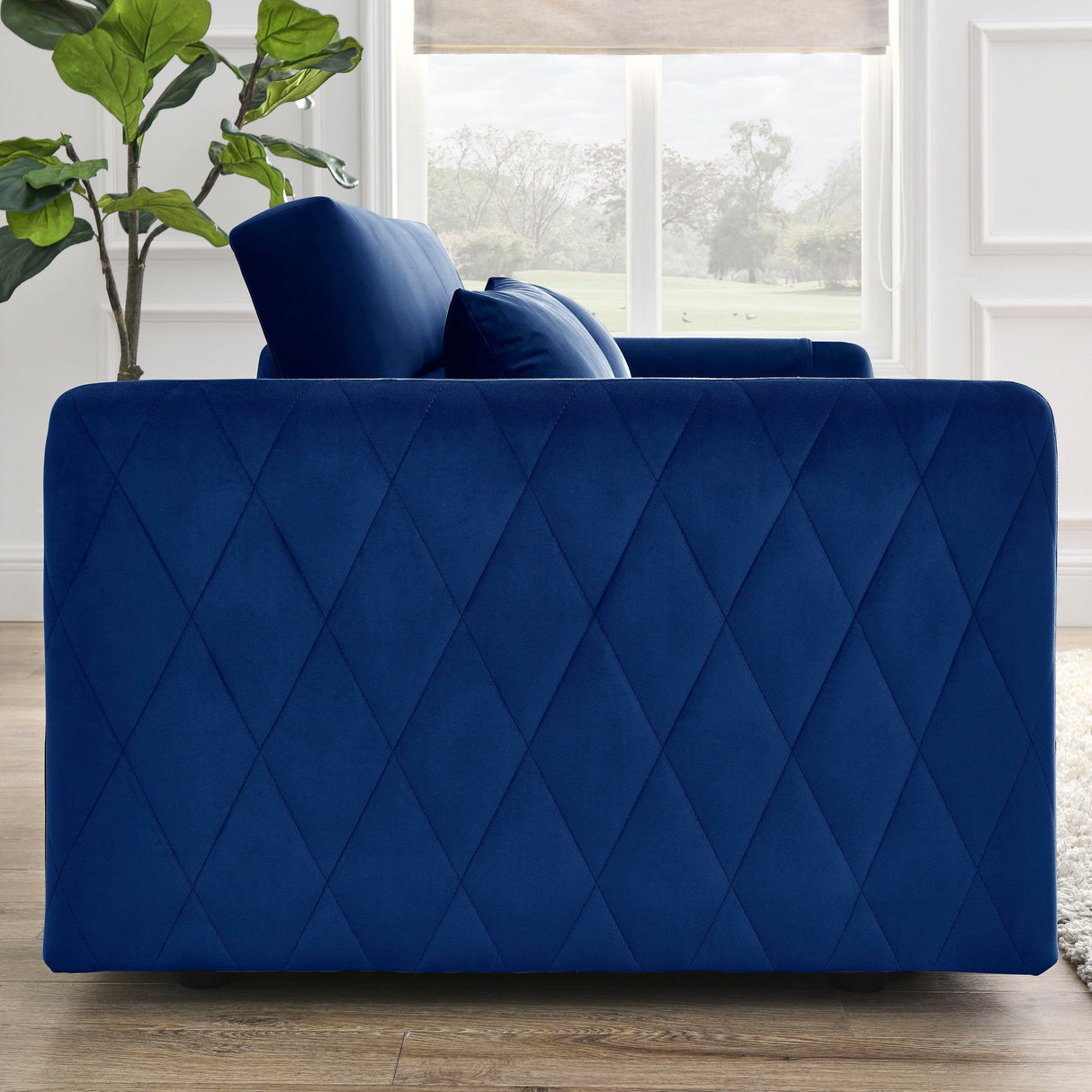 Velvet Loveseat Sofa Modern Convertible Sofa Bed with Adjustable Backrest Pull out Bed and 2 Detachable Arm Pockets & 2 Pillows