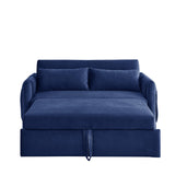 Velvet Loveseat Sofa Modern Convertible Sofa Bed with Adjustable Backrest Pull out Bed and 2 Detachable Arm Pockets & 2 Pillows