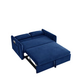 Velvet Loveseat Sofa Modern Convertible Sofa Bed with Adjustable Backrest Pull out Bed and 2 Detachable Arm Pockets & 2 Pillows