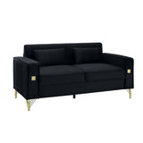Velvet Loveseat Sofa with 2 Pillows, 2 Seater Straight Row Couch with Removable Cushions and Square Arms for Living Room