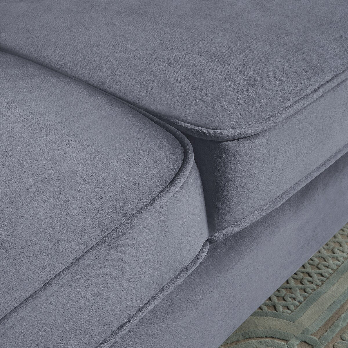 Velvet Loveseat Sofa with 2 Pillows, 2 Seater Straight Row Couch with Removable Cushions and Square Arms for Living Room, Grey