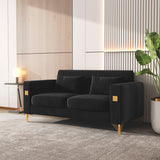 Velvet Loveseat Sofa with 2 Pillows, 2 Seater Straight Row Couch with Removable Cushions and Square Arms for Living Room