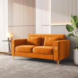 Velvet Loveseat Sofa with 2 Pillows, 2 Seater Straight Row Couch with Removable Cushions and Square Arms for Living Room