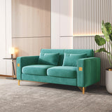 Velvet Loveseat Sofa with 2 Pillows, 2 Seater Straight Row Couch with Removable Cushions and Square Arms for Living Room