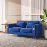 Velvet Loveseat Sofa with 2 Pillows, 2 Seater Straight Row Couch with Removable Cushions and Square Arms for Living Room