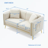 Velvet Loveseat Sofa with Removable Cushions Side Pocket