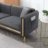 Velvet Loveseat Sofa with Removable Cushions Side Pocket