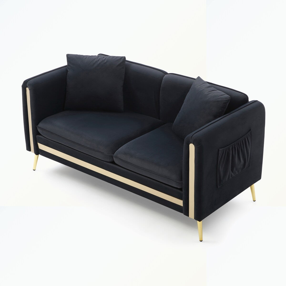 Velvet Loveseat Sofa with Removable Cushions Side Pocket