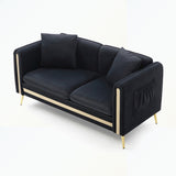 Velvet Loveseat Sofa with Removable Cushions Side Pocket