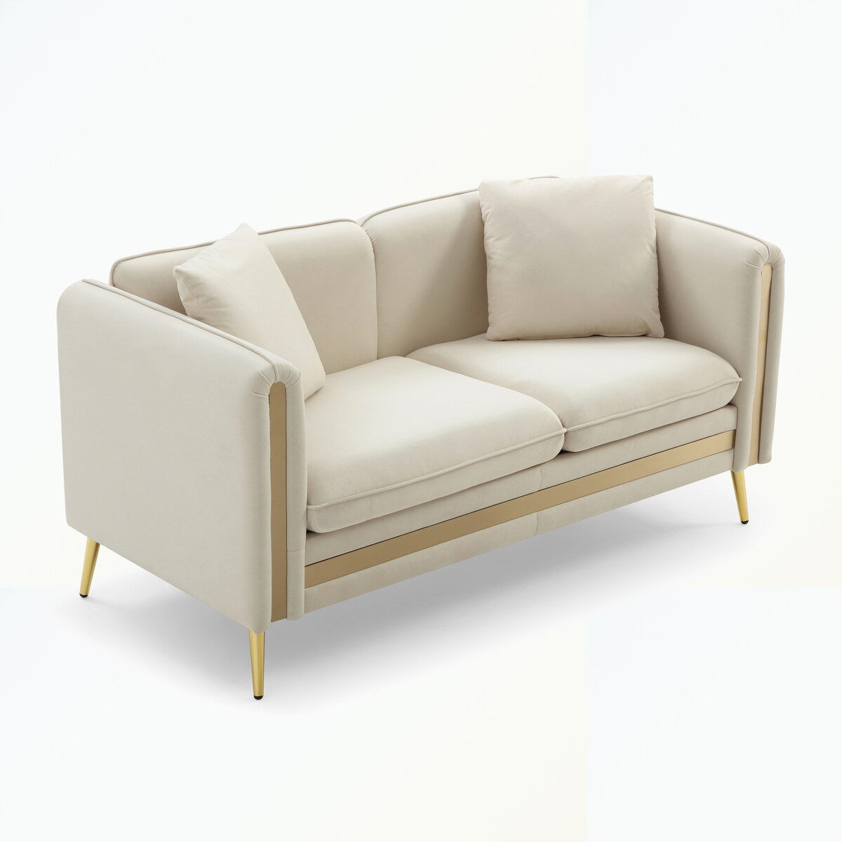 Velvet Loveseat Sofa with Removable Cushions Side Pocket