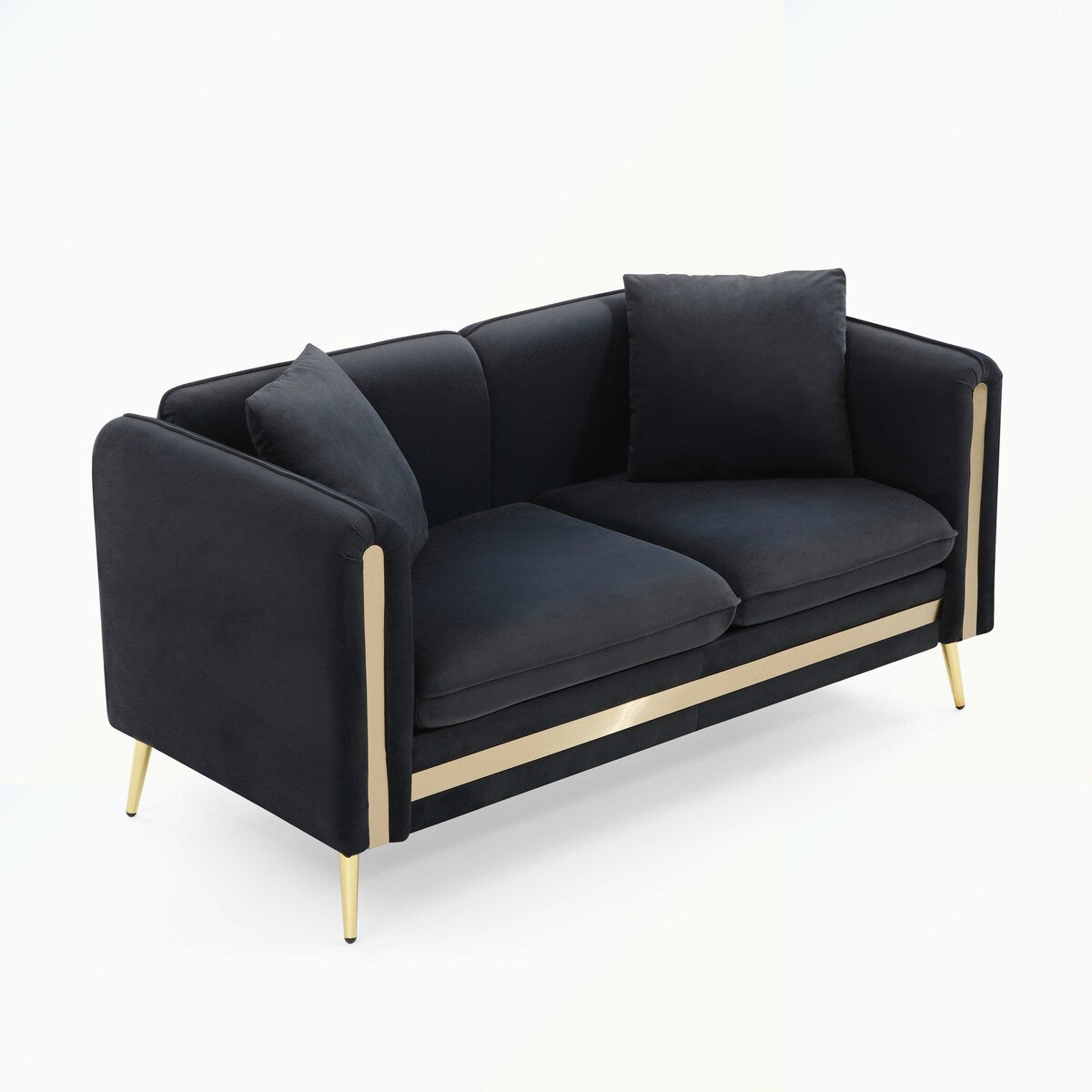 Velvet Loveseat Sofa with Removable Cushions Side Pocket