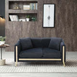 Velvet Loveseat Sofa with Removable Cushions Side Pocket