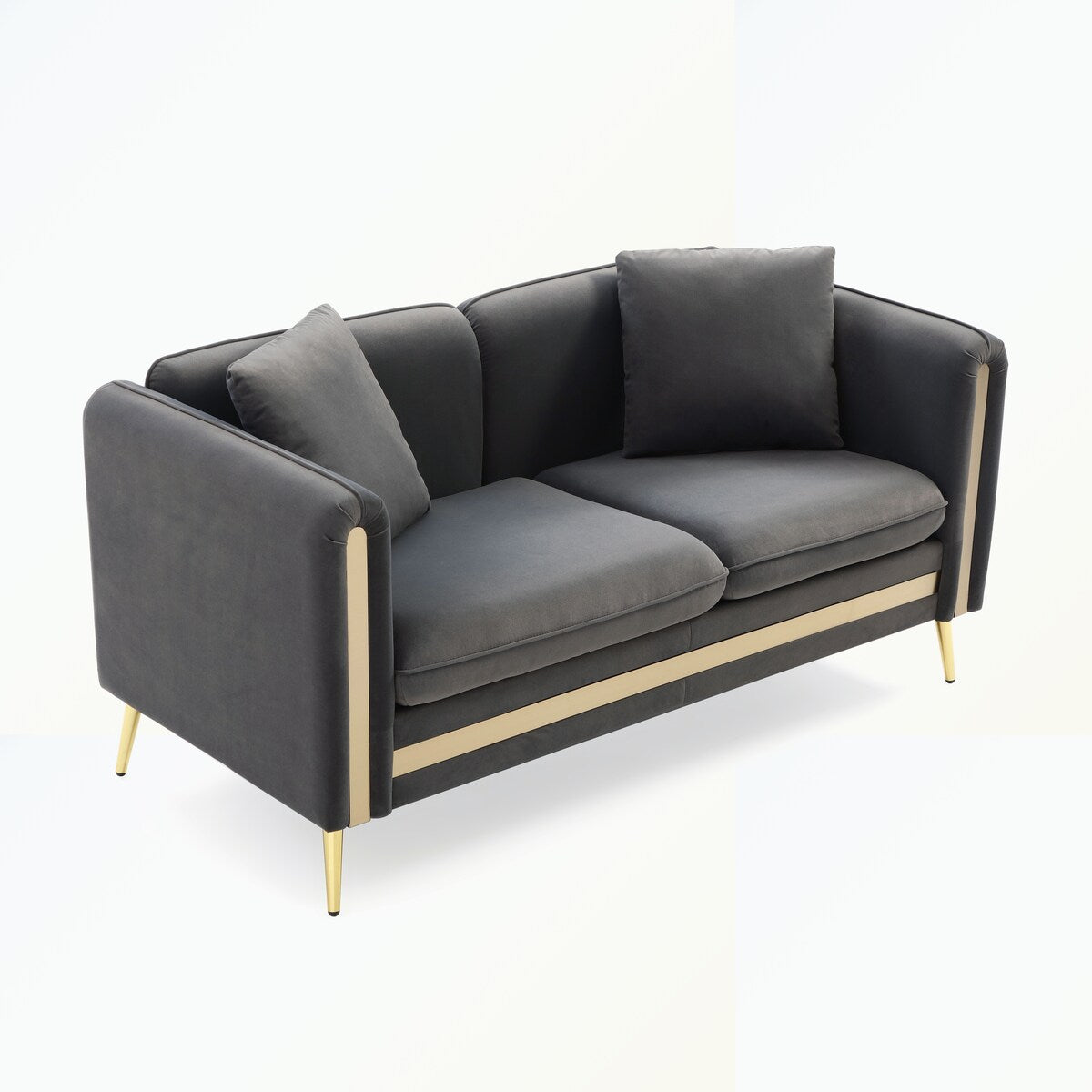 Velvet Loveseat Sofa with Removable Cushions Side Pocket