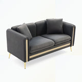 Velvet Loveseat Sofa with Removable Cushions Side Pocket