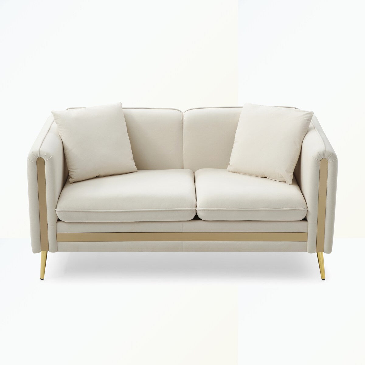 Velvet Loveseat Sofa with Removable Cushions Side Pocket