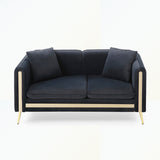 Velvet Loveseat Sofa with Removable Cushions Side Pocket