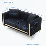 Velvet Loveseat Sofa with Removable Cushions Side Pocket
