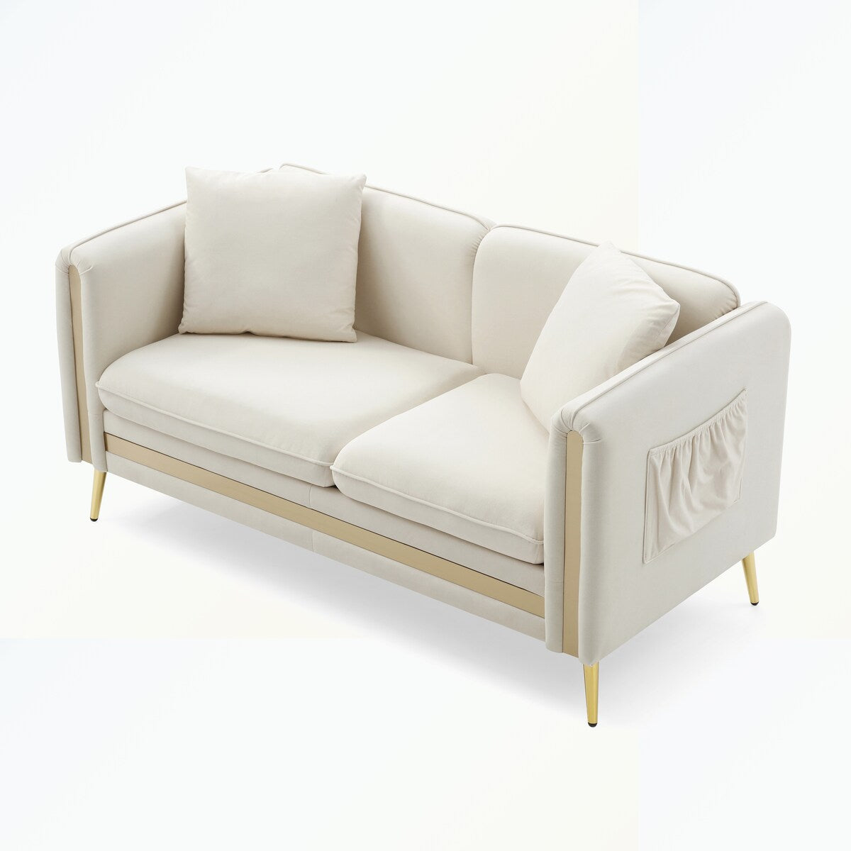 Velvet Loveseat Sofa with Removable Cushions Side Pocket