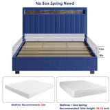 Velvet Luxury Gas Lift Storage Bed with Storage Headboard ,King Size