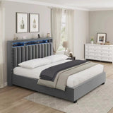 Velvet Luxury Gas Lift Storage Bed with Storage Headboard ,King Size