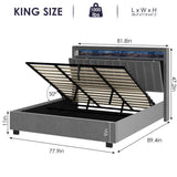 Velvet Luxury Gas Lift Storage Bed with Storage Headboard ,King Size