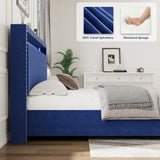 Velvet Luxury Gas Lift Storage Bed with Storage Headboard ,King Size