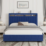 Velvet Luxury Gas Lift Storage Bed with Storage Headboard ,King Size