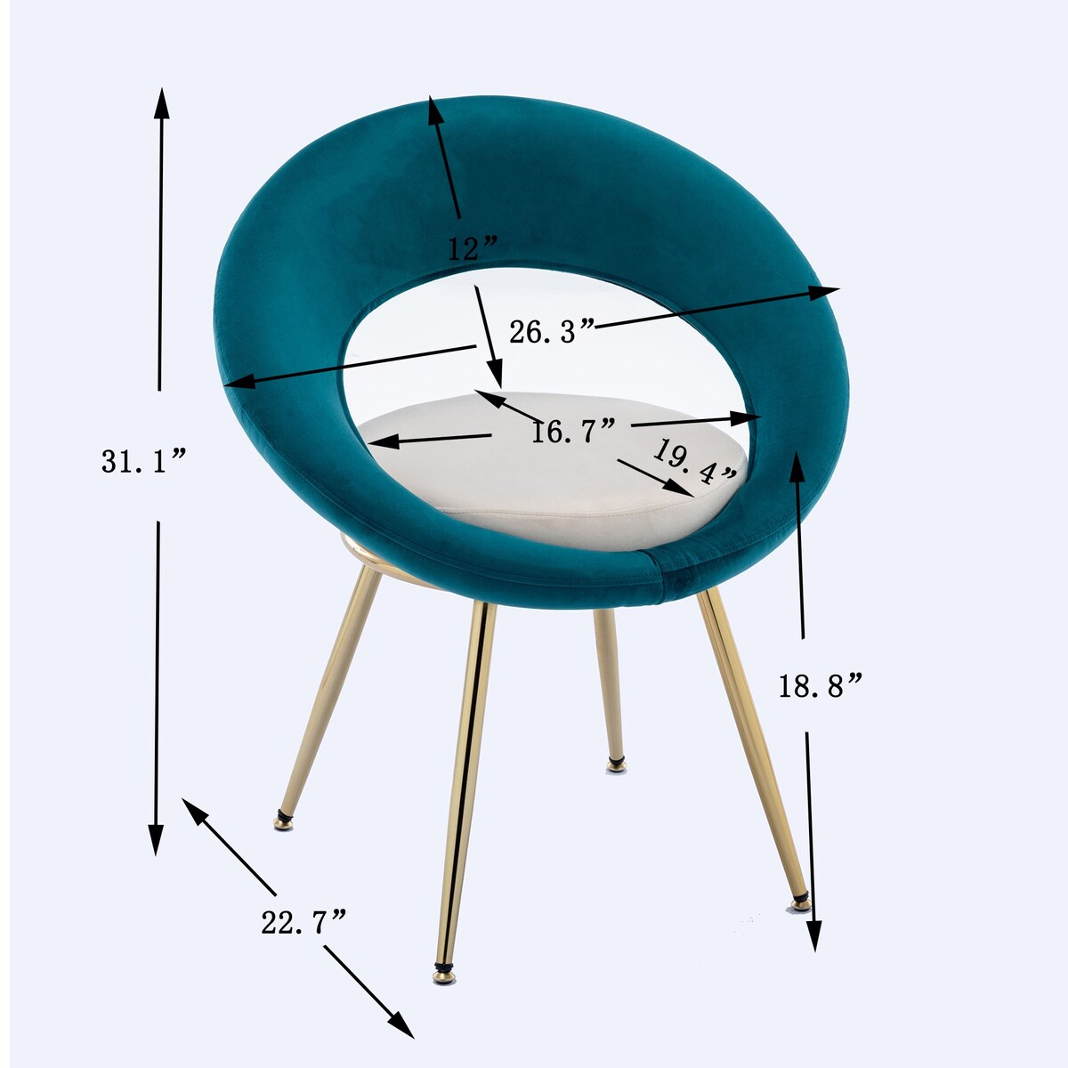 Velvet Modern Accent/Conversation Lounge Chair With Gold Plated Legs, Suitable For Office, Lounge, Living Room, Set of 2