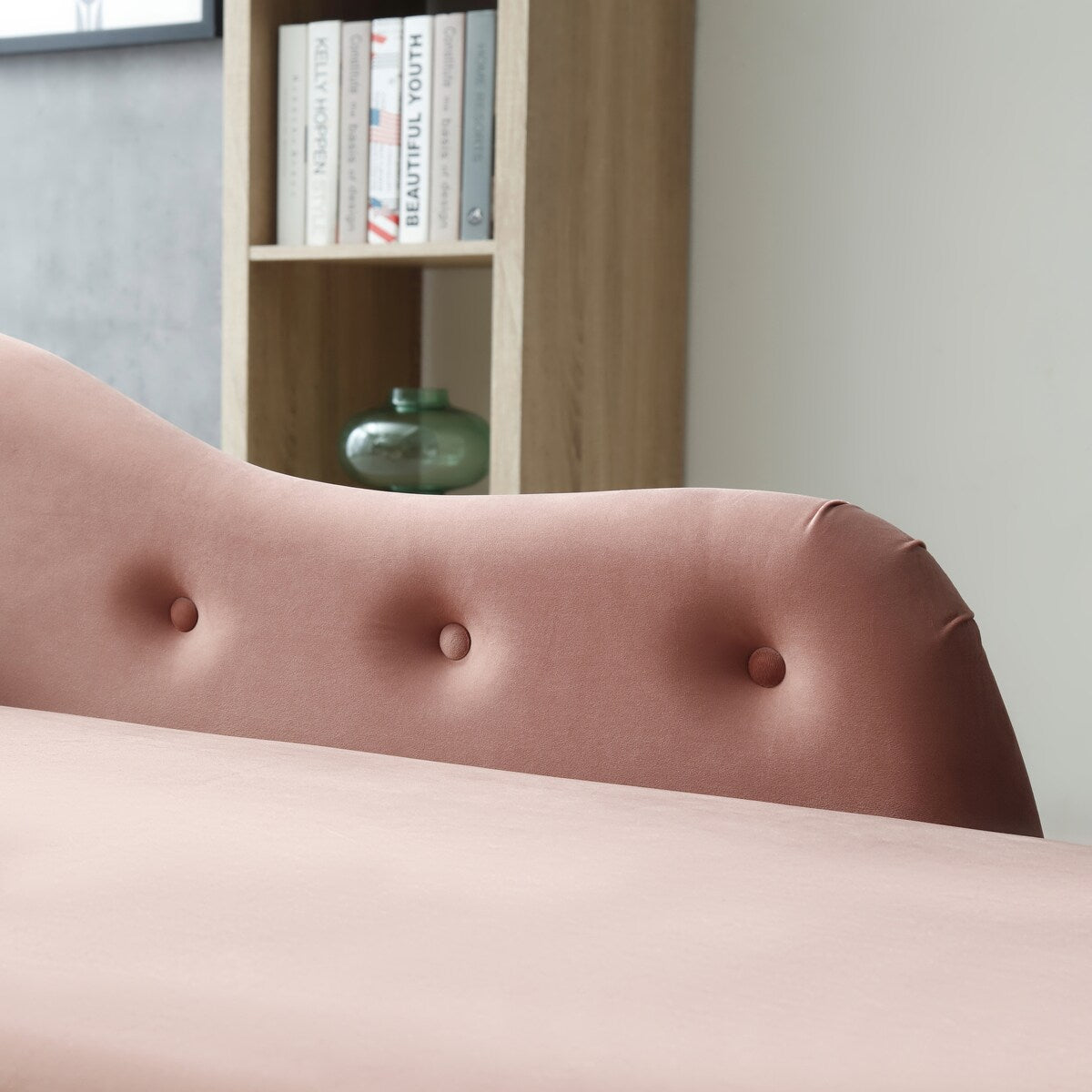 61" Velvet Multifunctional Storage Chaise Lounge Buttons Tufted Nailhead Trimmed Solid Wood Legs with 1 Pillow,Orange